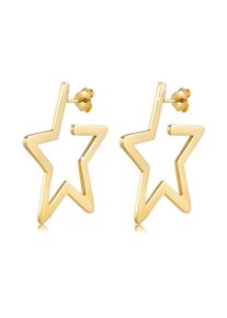 Elli Damen Paar Creolen "Creolen Stern Astro Filigran 925 Silber", OneSize, ohne Stein, Silber 925 (Sterlingsilber), gold, Silber 925