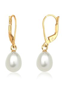 Elli Damen Paar Ohrhänger "Süßwasserzuchtperle Basic Klassisch 925 Silber", OneSize, ohne Stein, Silber 925 (Sterlingsilber), gold, Silber 925
