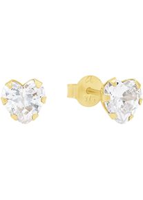 Amor Damen Paar Ohrstecker "Herz, 2013366", Gelbgold 375, gold, Gelbgold 375, Ohrringe, mit Zirkonia (synth.)