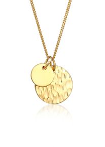 Elli Damen Kette mit Anhänger "Plättchen Münzen Gehämmert Look 925 Silber", 45, Silber 925 (Sterlingsilber), L: 45cm, gold, Silber 925