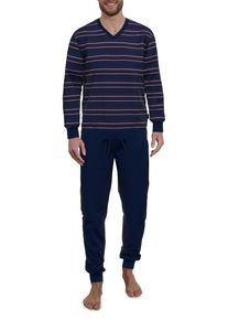 Götzburg GÖTZBURG Herren Pyjama "Zartbitter", Gr. 58, blau, Frottee, Obermaterial: 81% Baumwolle, 19% Polyester, gestreift, casual, Homewear-Sets,