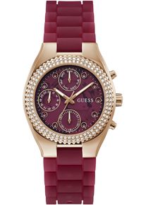 Guess Damen Multifunktionsuhr "JELLY", rot, Armbanduhren, Quarzuhr, Armbanduhr, Damenuhr, Datum, 12/24-Std.-Anzeige