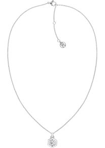 Tommy Hilfiger Damen Kette mit Anhänger "SS24 GEOMETRIC, 2780853", Edelstahl, L: 51cm, silber, Edelstahl, Halsketten, mit Glasstein