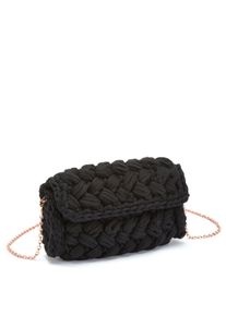 Vivance Damen Umhängetasche, schwarz, Textil, unifarben, Flechtoptik, Strukturmuster, Taschen, Crossbody Bag, Minibag, Abendtasche, Handtasche,