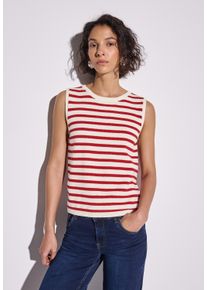 Street One Damen Pullunder, rot, casual, Gr. 40, gestreift, Strick, Obermaterial: 100% Baumwolle, Pullover, mit Streifen Muster