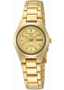 Seiko Damen Automatikuhr "Seiko 5", gold, Armbanduhren, Armbanduhr, Damenuhr, Tag, Datum, Edelstahlarmband