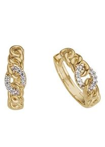Firetti Damen Paar Creolen "Schmuck Geschenk Gold 333 Panzerkettengliederung", 0,05 ct P2 = erkennbare Einschlüsse, Gelbgold 333-Diamanten, gold,