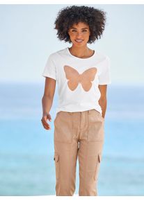 Heine Damen T-Shirt "T-Shirt", gelb, Gr. 38, gemustert, mehrfarbig, 95% Baumwolle, 5% Elasthan, Shirts