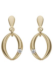Jobo Damen Paar Ohrhänger, SI = kleine Einschlüsse, Gelbgold 585-Diamanten, gelb, Gelbgold 585, Diamanten, Ohrringe, 585 Gold mit 2 Diamanten