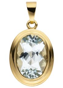 Jobo Damen Ketten-Anhänger "Anhänger oval", Gelbgold 585, gelb, Gelbgold 585, Schmuckanhänger, 585 Gold mit Aquamarin