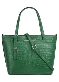 CLUTY Damen Henkeltasche, grün, Leder, Reptilienprägung, Taschen, echt Leder, Made in Italy