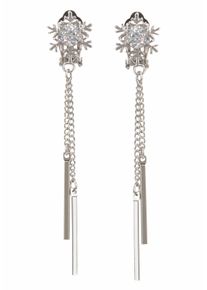 Firetti Damen Paar Ohrclips "mit kleiner Schneeflocke", Materialmix, silber, Materialmix, Ohrringe, mit Glasstein