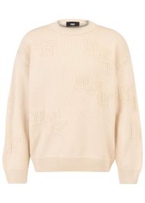 DEF Herren Rundhalspullover "DEF Herren DEF Knit Crewneck", beige, casual, Gr. L, mehrfarbig, 50% Polyacryl, 50% Baumwolle, Pullover