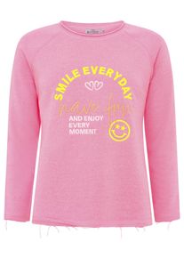Zwillingsherz Damen Sweatshirt ""Smile Everyday"", pink, modisch, Gr. LXL, unifarben mit Farbeinsatz, Sweatware, Obermaterial: 50% Baumwolle, 50%