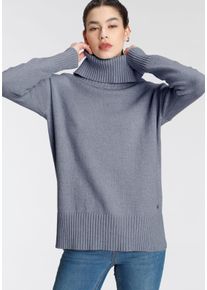 Tamaris Damen Rollkragenpullover, blau, casual, Gr. 32, meliert, Strick, Obermaterial: 50% Viskose, 26% Polyamid, 24% Polyester, Pullover, mit