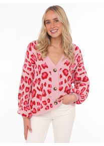 Zwillingsherz Damen Strickjacke ""Big Leo"", rot, modisch, Grobstrick, Obermaterial: 57% Polyester, 29% Polyamid, 7% Wolle, 7% Viskose, Strickjacken,