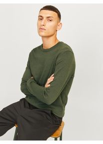 Jack & Jones JACK & JONES Herren Strickpullover "JJEEMIL KNIT CREW NECK NOOS", grün, modisch, Gr. S, unifarben, Strick, Obermaterial: 60% Baumwolle, 20% Nylon,