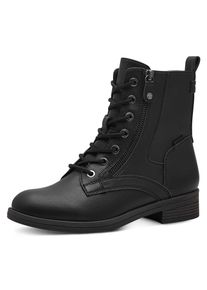 Tamaris Damen Schnürboots, Gr. 36, schwarz, Lederimitat, unifarben, klassisch, Schuhe, Blockabsatz, Schnürboots Stiefelette mit Zierreißverschluss