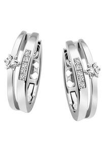 Firetti Damen Paar Creolen "Schmuck Geschenk Silber 925 Ohrschmuck Solitär-Optik glitzernd", Silber 925 (Sterlingsilber), silber, Silber 925