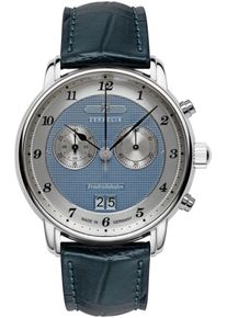 Zeppelin Herren Chronograph "Friedrichshafen Big Date", blau, Armbanduhren, Armbanduhr, Herrenuhr, Made in Germany, analog, Tag, Stoppfunktion