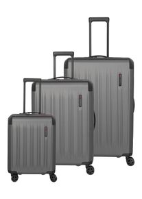 Travelite Trolleyset "DYNAMIIC S/M/L, verschiedene Farben", grau, ABS, unifarben mit Farbeinsätzen, Koffer-Sets, Hartschalen-Koffer ABS