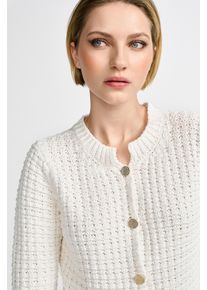 RICHROYAL Damen Strickjacke, weiß, casual, Gr. M, Strick, Obermaterial: 64% Baumwolle, 29% Polyester, 4% sonstige Fasern, 2% Viskose, 1%