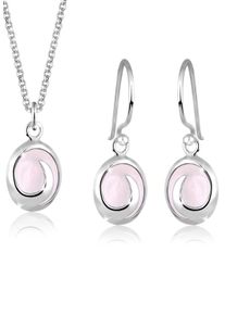 Elli Damen Schmuckset "Quarz Rose 925 Sterling Silber", OneSize,mit Stein, rosa, Silber 925 (Sterlingsilber), Schmuck-Sets