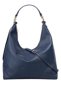 Samantha Look Damen Shopper, blau, Leder, unifarben, leicht glänzend, Taschen, Made in Italy, Große Handtasche mit Smartphonefach