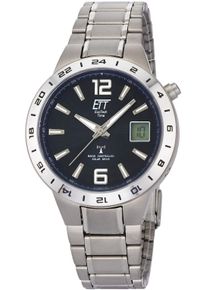 ETT Herren Funkuhr "Basic Titan", grau, Armbanduhren, Armbanduhr, Solar, Herren, Titan, automatischer Kalender