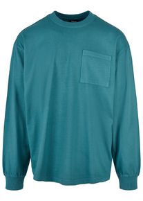 Urban Classics Herren Longsleeve "Urban Classics Herren Pigment Dyed Pocket Longsleeve", blau, klassisch, Gr. S, colorblocking, 100% Baumwolle, Shirts