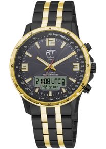ETT Herren Funkchronograph "Arctica", schwarz, Armbanduhren, Armbanduhr, Herrenuhr, Stoppfunktion, Datum, Solar, Edelstahlarmband