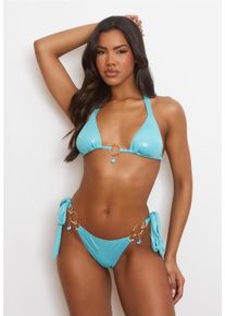 MODA MINX Damen Triangel-Bikini-Top "Mykonos", blau, modisch, Gr. S, unifarben, 92% Polyester, 8% Elasthan, Bikini-Oberteile, mit Ring-Element und