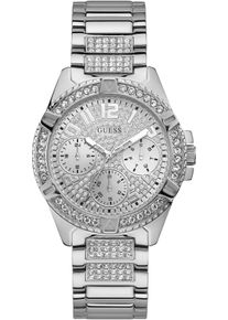 Guess Damen Multifunktionsuhr "LADY FRONTIER", silber, Armbanduhren, Armbanduhr, Quarzuhr, Damenuhr, analog, Edelstahlarmband