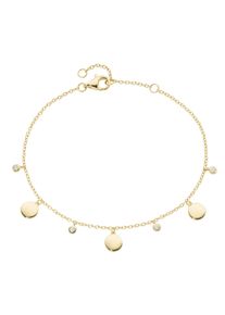 Smart Jewel Damen Armband "mit runden Plättchen und Zirkonia als Behang, Silber 925", 19cm, Silber 925 (Sterlingsilber), gold, Silber 925