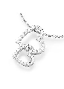 Smart Jewel Damen Herzkette "Herz an Herz mit Zirkonia Steinen, Silber 925", 45cm, Silber 925 (Sterlingsilber), weiß, Silber 925 (Sterlingsilber),