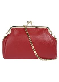 CLUTY Damen Abendtasche, rot, Leder, unifarben, leicht glänzend, Taschen, echt Leder, Made in Italy