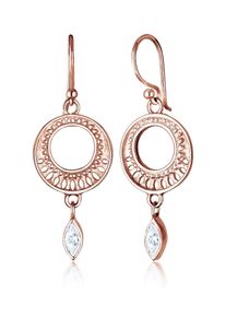 Elli Premium Damen Paar Ohrhänger "Ohrhänger Ornament Zirkonia 925 Sterling Silber", mit Steinen, Silber 925 (Sterlingsilber), rosa, Silber 925
