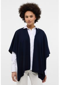 Eterna Damen Strickponcho, blau, casual, 100% Wolle (Merino), Pullover
