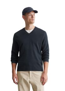 Marc O'Polo MARC O'POLO Herren V-Ausschnitt-Pullover "aus Bio-Baumwolle", blau, casual, Gr. S, unifarben, Obermaterial: 100% Baumwolle, Pullover