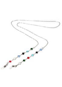 Firetti Damen Brillenkette "mit bunten Details, rhodiniert", schwarz, Metall, Gummi, L:75cm, Tragebänder, mit Glasstein