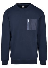 Urban Classics Herren Rundhalspullover "Urban Classics Herren Military Crew", blau, casual, Gr. S, unifarben, 65% Baumwolle, 35% Polyester, Pullover