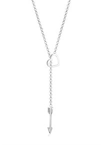 Elli Damen Kette mit Anhänger "Y-Kette Herz Liebe Pfeil Amore 925 Sterling Silber", 45, ohne Stein, Silber 925 (Sterlingsilber), L: 45cm, silber,