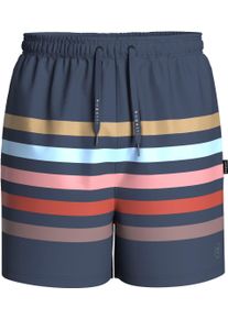 Bugatti Herren Badeshorts, schwarz, casual, Gr. S, unifarben mit Farbeinsätzen, bedruckt, Polyester, Badehosen, mit Markenprägung an den Kordeln