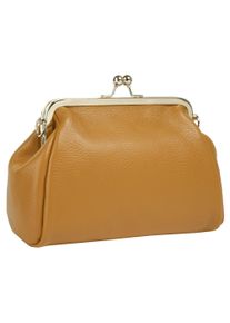 CLUTY Damen Abendtasche, gelb, Leder, unifarben, leicht glänzend, Taschen, echt Leder, Made in Italy