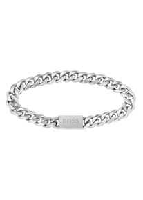 BOSS Herren Armband "Schmuck Edelstahl Armschmuck Panzerkette CHAIN LINK", M, Edelstahl, silber, Edelstahl, Armbänder, mit Zirkonia (synth.)