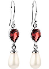 Elli Damen Paar Ohrhänger "Schmuck Geschenk Silber 925 Ohrringe, 222348-050", Silber 925 (Sterlingsilber)-Perlen, rot, Silber 925 (Sterlingsilber),