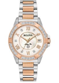 Bulova Damen Quarzuhr "Marine Star", silber, Armbanduhren, Armbanduhr, Damenuhr, Datum, Diamanten, Saphirglas, Edelstahlarmband