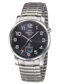 MASTER TIME Herren Funkuhr "Basic", silber, Armbanduhren, Armbanduhr, Quarzuhr, Herrenuhr, Datum, Flexband, Zugband