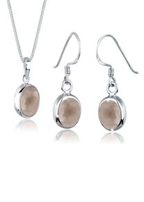 Elli Damen Schmuckset "Quarz Braun 925 Sterling Silber", OneSize,mit Stein, braun, Silber 925 (Sterlingsilber), Schmuck-Sets