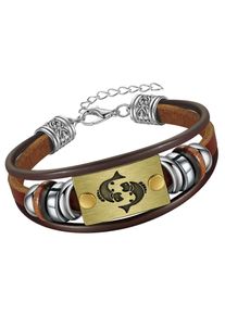 Firetti Armband "Schmuck Geschenk Armschmuck Armkette Edelstein Sternzeichen", Fische, Edelstahl-Messing-Leder, bunt, Edelstahl, Messing, Leder,
